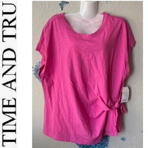 Time and Tru Women's Bright Pink Short Sleeve Tee
